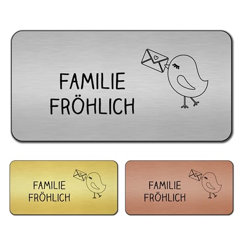 banjado® Türschild Bronze personalisiert/Graviertes Klingelschild selbstklebend oder als Namensschild Briefkasten versch. Größen & Designs Hausschild personalisiert für Draußen mit Namen Liebesbrief von banjado