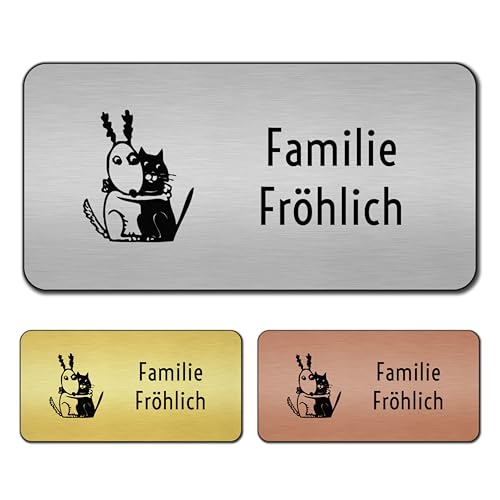 banjado® Türschild Bronze personalisiert Graviertes Klingelschild selbstklebend oder als Namensschild Briefkasten versch. Größen Hausschild personalisiert für Draußen mit Namen Beste Freunde Immer von banjado