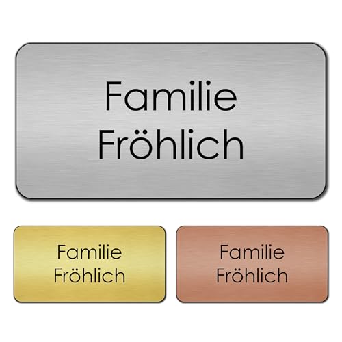 banjado® Türschild Gold personalisiert/Graviertes Klingelschild selbstklebend oder als Namensschild Briefkasten versch. Größen & Designs/Hausschild personalisiert für Draußen mit Namen Gravur 4 von banjado