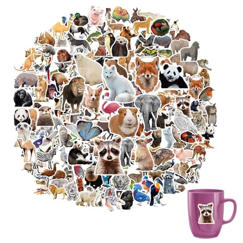 100 Stück Sticker Tiere,Aufkleber Tiere,Tier Sticker,Sticker Waldtiere,Tiersticker,Sticker Kleinkind,Sticker Für Kinder,Tieraufkleber,Wasserfeste Fotoaufkleber,Waldtieraufkleber,Wasserfeste von banjiabb