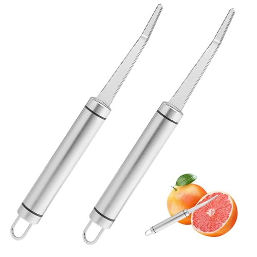 2er-Pack Grapefruitmesser,Grapefruit Löffel,Orangenschäler,Zestenreißer,Kiwi Löffel,Gebogenes Grapefruitmesser Aus Edelstahl Mit Wellenschliff,Obstmesser Mit Wellenschliff,Für Orangen Pampelmusen von banjiabb