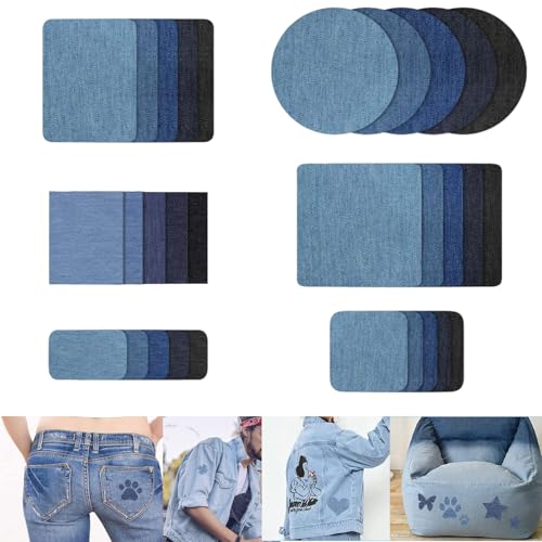 30pcs Bügelflicken,Flicken Zum Aufbügeln,Jeans Flicken Zum Aufbügeln Innen,Aufbügelflicken,Patches Zum Aufbügeln,Aufbügler,Farben Baumwolle,Für Jacken,Taschen Mit Ovalem Und Quadratischem Muster Blau von banjiabb