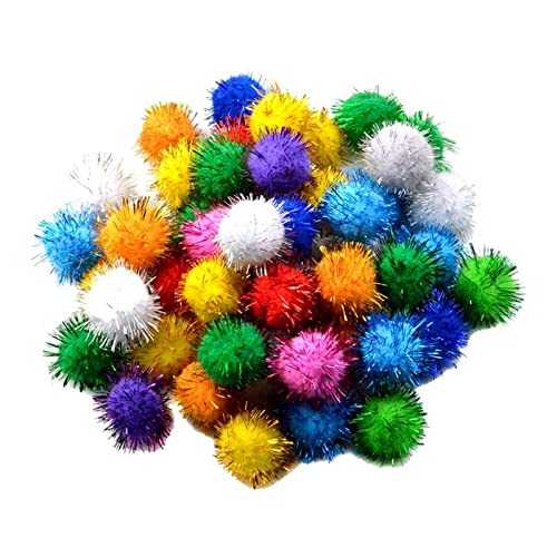 barenx 50 Stück Pompons Bälle Mehrfarbig Kunst und Handwerk Glitzer Pompons Bälle 3 cm von barenx