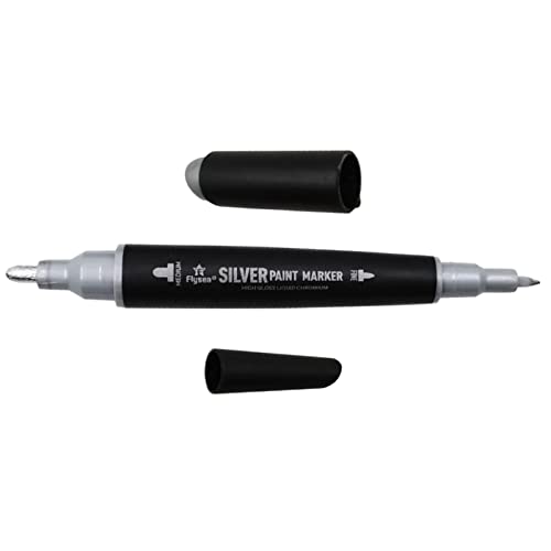 barenx Silber Silber Spiegel Marker Pumpe Marker Metallic Kunst Marker Stift Aquarell Kratzer Reparatur mit Spiegeleffekt 3 mm 0,7 mm Fineliner für Stoff Kunststoff von barenx