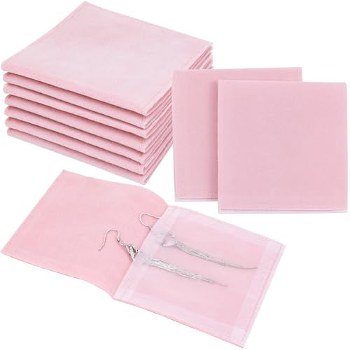 10 Stück Schmuckverpackung, Mikrofaser-Schmuckbeutel, luxuriöses Geschenk, fester Riemen, Umschlag, Verpackung für Ohrringe, Halsketten, Verpackung (Rosa), 8,9 x 8,9 cm von batifine