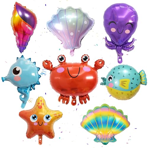 Unterwasserwelt Deko Geburtstag Ballon Folienballon - Ozean Meerestiere Deko Geburtstag, Muschel Folienballon Helium Ballon für Kinder Geburtstag Ozean Party Deko von batnite