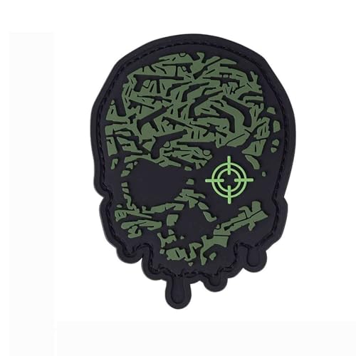 3D PATCH ZIELSCHEIBE AUGE TOTENKOPF - TARGET EYE SKULL - MAßE 9 x 7 cm - Military - Taktisch Emblem - AUFNÄHER - ABZEICHEN - AUSRÜSTUNG (Grün) von baum-m gmbh