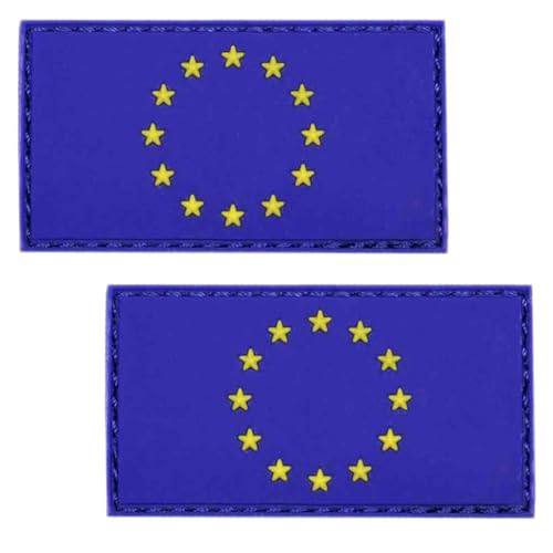 Doppelpack 3D Patch EU - Europäische Union GUMMI Emblem Rubber Abzeichen HAKENKLETT Applikation mit FLAUSCH-GEGENSTÜCK von baum-m gmbh