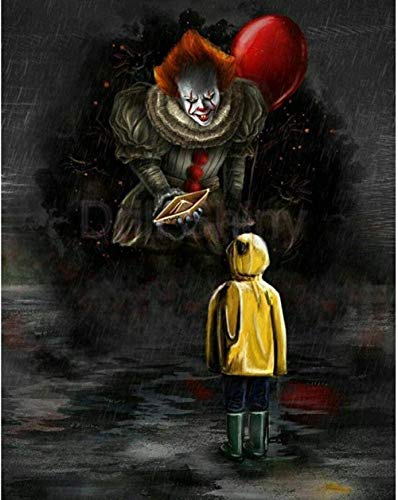 bayghk 5D DIY Diamond Painting It Horrorfilm Charakter Evil Clown Diamond Stickerei Kreuzstich Handarbeiten Full Happy Year Decoration 40X50Cm von bayghk