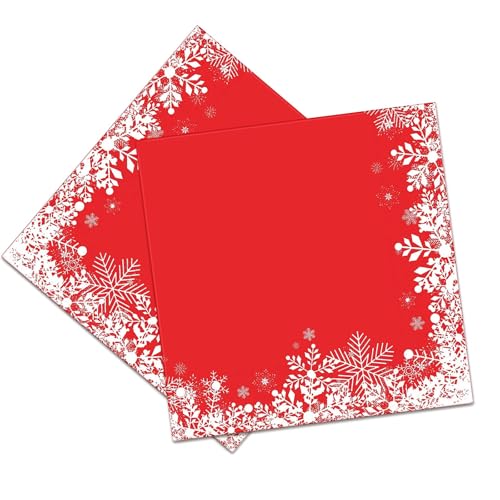 Weihnachtsservietten, Papier, 33 cm, traditionelle Weihnachtsmann-Servietten, Rot, für Weihnachten, Tischdekoration, 20 Stück von baymety