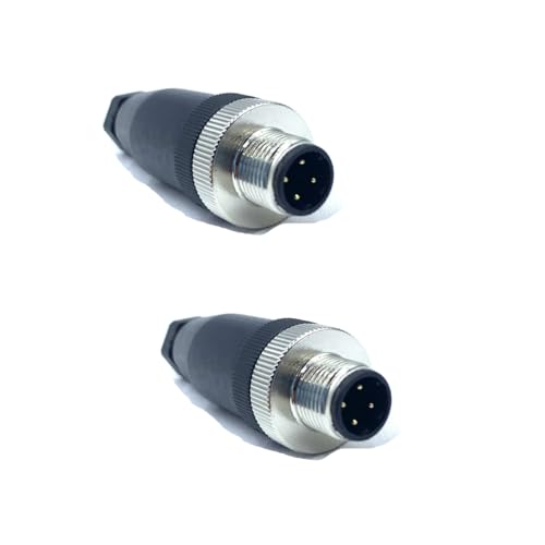 2 Stücke M12 Stecker 4 Polig, D Codierte Rundsteckverbinder 4 Pin vor Ort Installierbarer Schraubanschluss 12mm Aviation Männlicher Steckverbinder IP67 Wasserdicht Industrielle Kreisverbinder von bayzconn