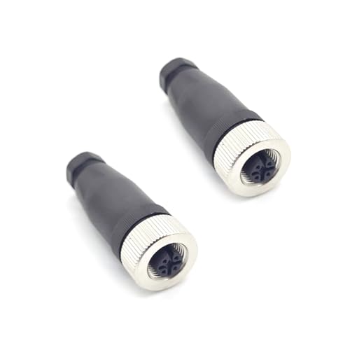 2 Stücke M12 Stecker 5 Polig, A Codierte Gerader Rundsteckverbinder 5 Pin vor Ort Installierbarer Schraubanschluss 12mm Aviation Buchse Steckverbinder IP67 Wasserdicht Industrielle Kreisverbinder von bayzconn