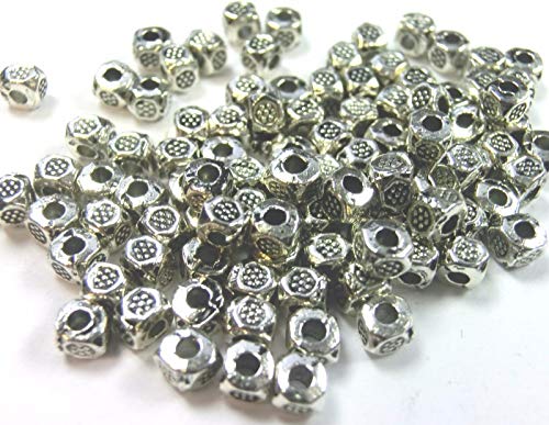 100 Spacer Metallperlen Zwischenperlen 3mm Würfel Quadrat Farbe antiksilber Metall #S509 von beadsvision