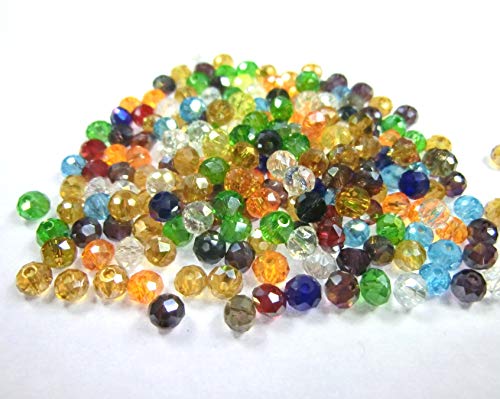 200 facettierte Glasperlen Rondelle 4x3mm rund Perlen Glas Mix bunt von beadsvision