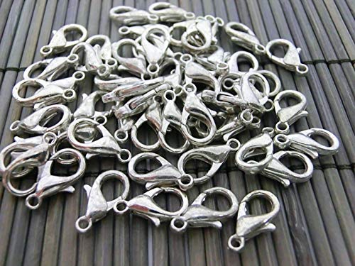 50 Karabiner 12mm Verschlüsse Farbe antiksilber Kettenverschluss #S575 von beadsvision