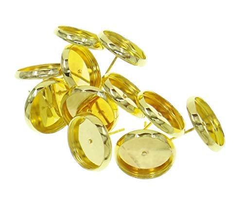 50 Ohrstecker für 8mm Cabochons Farbe Gold Ohrringe Fassungen Rohlinge DIY basteln (Gold #S409) von beadsvision