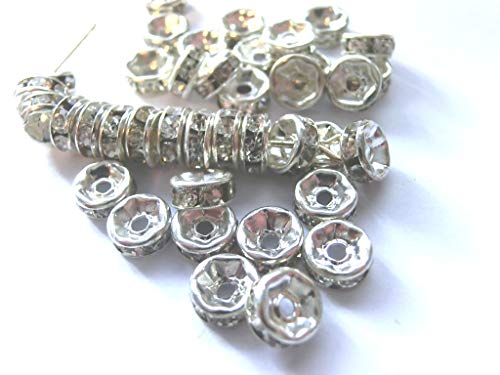 50 Strassrondelle 6mm Strass Rondell Spacer Farbe silber #S012 von beadsvision