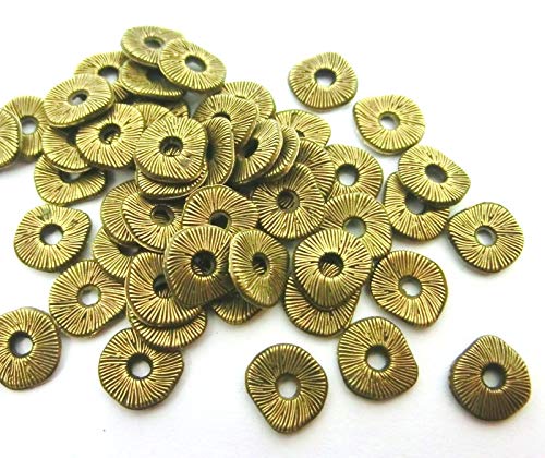 50 gewellte Spacer Metallperlen 8mm Farbe bronze flach rund Zwischenperlen #S469 von beadsvision