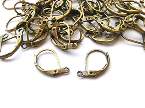 50 Brisuren Klappbrisuren Ohrhaken Farbe Bronze Rohling Ohrringe 16mm mit Klappbügel Metall (Bronze #S649) von beadsvision