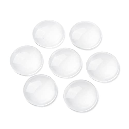 beadsvision 50 Glas Cabochons klar 30mm Glascabochons rund durchsichtig Rückseite flach Kuppel transparent (30mm) von beadsvision