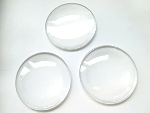 beadsvision 50 Glas Cabochons klar 40mm Glascabochons rund durchsichtig Rückseite flach Kuppel transparent (40mm) von beadsvision