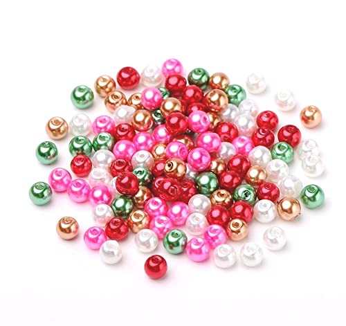 500 Glasperlen 6mm Glaswachsperlen rund bunt Mix Farbwahl Perlen zum auffädeln Schmuckherstellung (500 Glasperlen Weihnachts Christmas Mix #8) von beadsvision