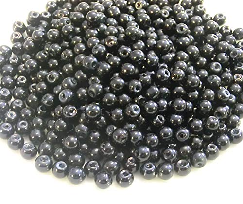 500 schwarze Glasperlen 6mm Glaswachsperlen rund Farbwahl Perlen zum auffädeln Schmuckherstellung (500 Glasperlen Schwarz) von beadsvision