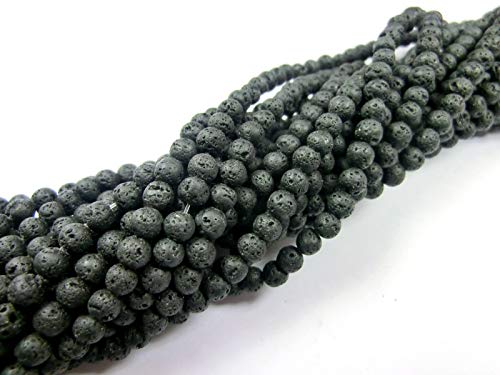 LAVA Perlen 4mm schwarz rund Lavaperlen Schmuckperlen 1 Strang gewachst (4mm) von beadsvision