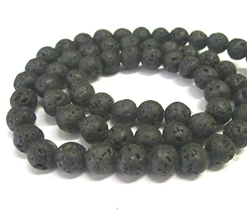 LAVA Perlen 6mm schwarz rund Lavaperlen Schmuckperlen 1 Strang gewachst (6mm) von beadsvision