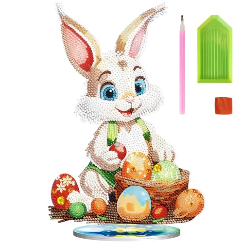 behone Ostern Diamond Painting 5D Kits,Diamond Painting Ostern,Diamond Painting Kinder Ostern DIY Diamant Painting Osterhase für Kinder Kunst Handwerk Geschenk DIY Malerei für Wand Dekoration 28cm von behone