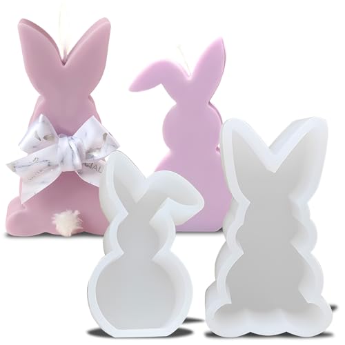 behone Ostern Kaninchen Silikonformen Gießformen 2 Stück Silikonform Hase Ostern,Hasenform für Ostern Geeignet für Kuchendekoration,Schokolade,Sojawachskerzen,Oster-DIY-Geschenke(B) von behone