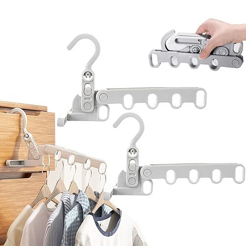 behound Foldable Travel Hangers,Portable Folding Clothes Drying Rack with 5 Holes, Indoor Cabinet Door Hanging, Suitable for Travel & Business Trip (2 Pcs) von behound