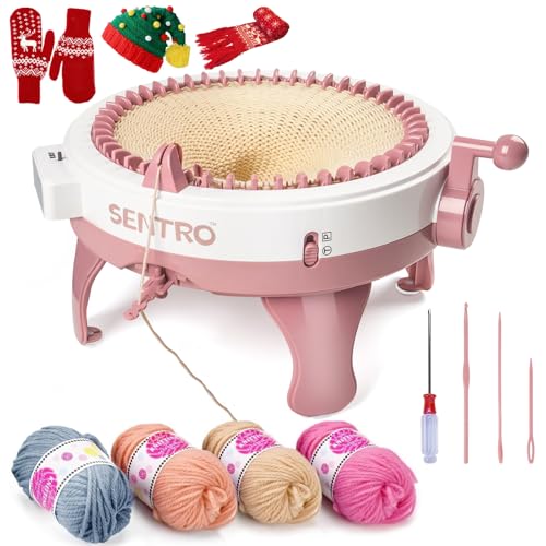 Strickmaschine 48 Nadeln, Knit Loom Machine Smart mit Reihenzähler Stricken, Rotierender Doppelstrick-Webrahmen, Manual Rotating Kit für Erwachsene/Kinder DIY-Strickmützen Schals Handschuhe von beibijio