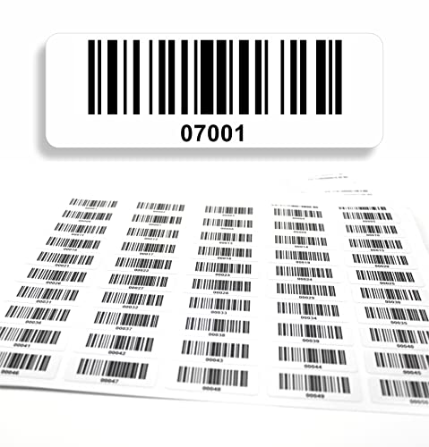 Barcodeetiketten 07001-08000 fortlaufend 5-stellig DGUV Prüfung Barcode Etiketten 1.000 Stck Strichcode Elektrotechnik Code128 selbstklebend 50x17mm (07001-08000) von beihaasnatuerlich