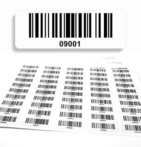 beihaasnatuerlich Barcodeetiketten 09001-10000 fortlaufend 5-stellig DGUV Prüfung Barcode Etiketten 1.000 Stck Strichcode Elektrotechnik Code128 selbstklebend 50x17mm (09001-10000) von beihaasnatuerlich
