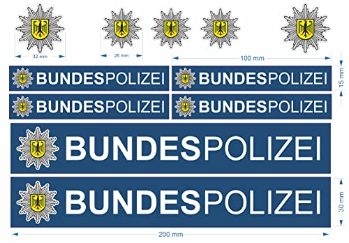 beihaasnatuerlich® Bundespolizei Aufkleber - 11-teiliges Polizei Sticker Set - kratzfest - wetterbeständig - Zubehör für Bobbycar, Fahrrad, Laufrad, Modellbau, Bike, Boot, Auto - Plakette RC von beihaasnatuerlich