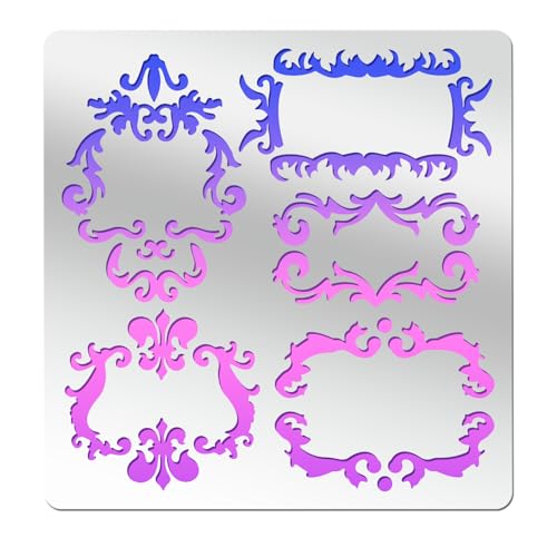 beinkmake Vintage Frame Stencils Barock Grenze Vorlage Metall wiederverwendbar für Scrapbooking Zeichnung Malerei auf Fenster Holz Boden Wand Fliese Handwerk DIY Home Decor Kunst 6,14 Zoll von beinkmake