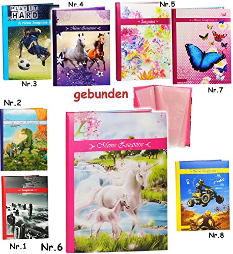 A 4 - Zeugnismappe/Zeugnisbuch - " Meine Zeugnisse " " Skyline & Wolkenkratzer " - GEBUNDEN mit festen Seiten - A4 - Softcover - Dokumentenmappe - für Kin.. von belldessa