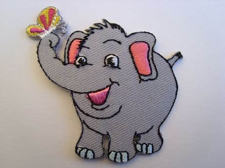 Elefant 5,7 cm * 5,9 cm Bügelbild Tier Elephant Zoo Zootier Afrika Aufnäher Applikation Patch von belldessa