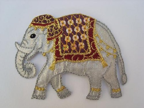 Elefant 7,8 cm * 5,8 cm Bügelbild Aufnäher Applikation Tier Elephant Zootier Indien indischer Afrika Aufbügler von belldessa