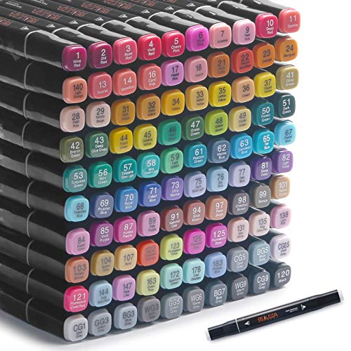 belleza suprema Colourful Markers with 100 Graffiti Pens Permanent Marker Kunstmarker professioneller Kunststift Dual Tips - Graffiti Stifte Coarse Bunte Marker for Drafts and Comics von belleza suprema