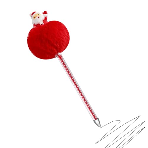 bellv Weihnachtsstifte | Gelschreiber mit Pompon, mehrfarbig, Weihnachtsbaum, Schneemann, Rentier, Weihnachtsmann, niedlich, Neuheit, Kugelschreiber für Frauen, Kollegen, Geschenk von bellv