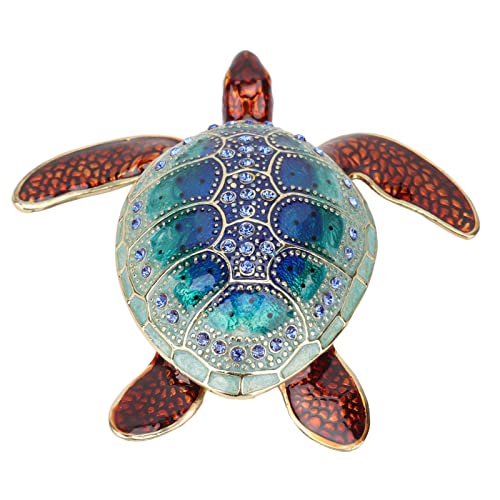 belupai Strass-Schildkröten-Schmuckkästchen, Aufklappbare Kristall-Emaille-Schmuckschatulle, Lebendige Farben, Schildkröten-Ornament, Schmuckschatulle für Schmuck, Schminktisch von belupai