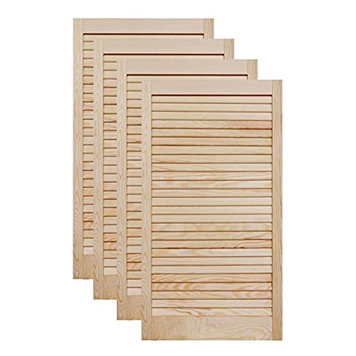 Lamellentür Holztür Natur 993 x 494 x 21 mm mit geschlossenen Lamellen für Regale, Schränke, Möbel | Kiefer Holz unbehandelt | Vierer Paket 4-er Pack von ben+camilla.com