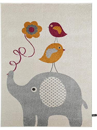 benuta Kinderteppich Birdies and Elephant Orange 160x230 cm | Teppich für Spiel- und Kinderzimmer von benuta
