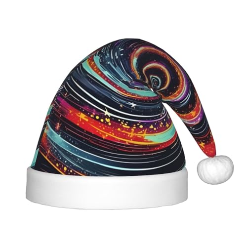 Berbo Space Weihnachtshut mit kosmischem Spiraldruck, Weihnachtsmann-Hut für Kinder, niedliches Accessoire für Weihnachten, Neujahr, Festliche, festliche Party von berbo