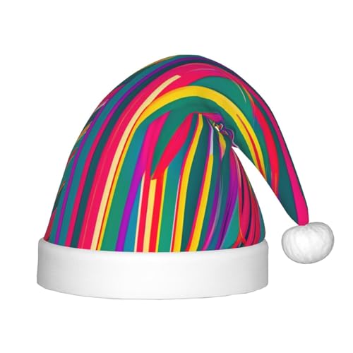 berbo Festliche Weihnachtsmütze für Kinder, weiches und warmes Weihnachtszubehör für Jungen und Mädchen (4-12 Jahre), Regenbogenlinien von berbo