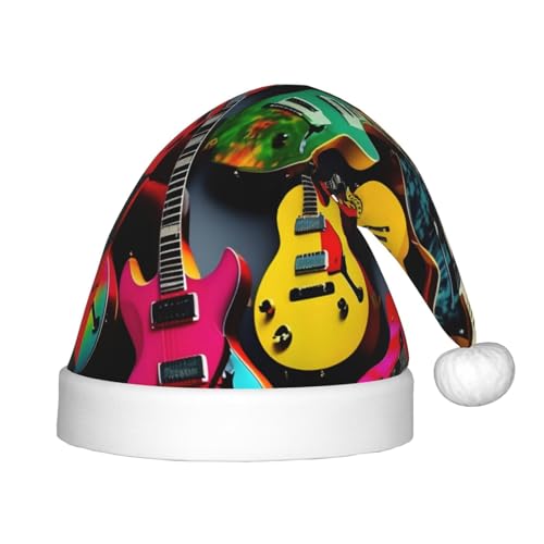 berbo Festliche Weihnachtsmütze für Kinder, weiches und warmes Weihnachtszubehör für Jungen und Mädchen (4-12 Jahre), bunte Gitarre von berbo