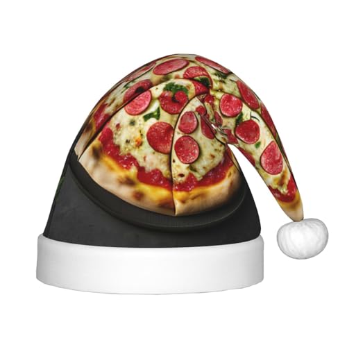 berbo Festliche Weihnachtsmütze für Kinder, weiches und warmes Weihnachtszubehör für Jungen und Mädchen (4-12 Jahre), große Pizza von berbo