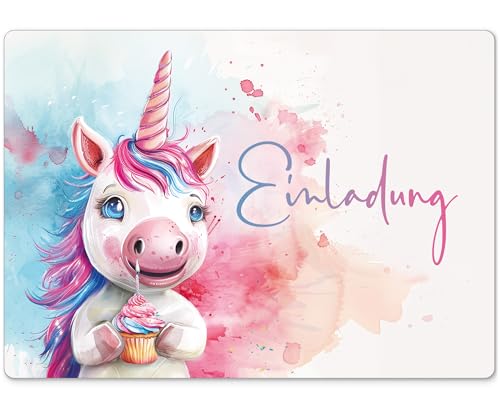 beriluDesign 12 Einladungskarten Kindergeburtstag Einhorn Mädchen Junge - Geburtstagseinladung von beriluDesign